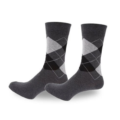 Premium Quality Grey Argyle Crew Socks